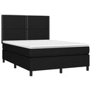 kontinentalseng med LED-lys 140x190 cm stof sort