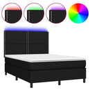 kontinentalseng med LED-lys 140x200 cm stof sort