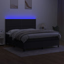 kontinentalseng med LED-lys 160x200 cm stof sort