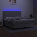 kontinentalseng med LED-lys 180x200 cm stof lysegrå