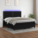 kontinentalseng med LED-lys 180x200 cm stof sort