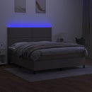 kontinentalseng med LED-lys 180x200 cm stof gråbrun
