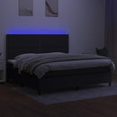 kontinentalseng med LED-lys 200x200 cm stof sort