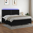 kontinentalseng med LED-lys 200x200 cm stof sort