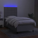 kontinentalseng med LED-lys 90x200 cm stof lysegrå