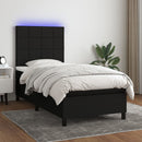 kontinentalseng med LED-lys 90x200 cm stof sort