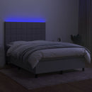 kontinentalseng med LED-lys 140x190 cm stof lysegrå