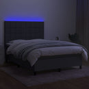 kontinentalseng med LED-lys 140x190 cm stof mørkegrå