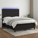 kontinentalseng med LED-lys 140x190 cm stof sort