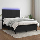 kontinentalseng med LED-lys 140x190 cm stof sort