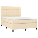 kontinentalseng med LED-lys 140x190 cm stof cremefarvet