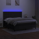 kontinentalseng med LED-lys 160x200 cm stof sort