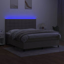kontinentalseng med LED-lys 160x200 cm stof gråbrun