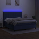 kontinentalseng med LED-lys 160x200 cm stof blå