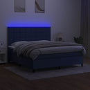 kontinentalseng med LED-lys 180x200 cm stof blå