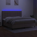 kontinentalseng med LED-lys 200x200 cm stof gråbrun