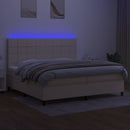 kontinentalseng med LED-lys 200x200 cm stof cremefarvet