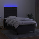 kontinentalseng med LED-lys 80x200 cm stof sort