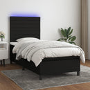 kontinentalseng med LED-lys 90x190 cm stof sort