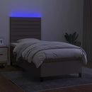kontinentalseng med LED-lys 90x190 cm stof gråbrun