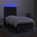 kontinentalseng med LED-lys 90x200 cm stof sort