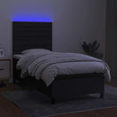 kontinentalseng med LED-lys 90x200 cm stof sort
