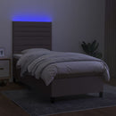 kontinentalseng med LED-lys 90x200 cm stof gråbrun