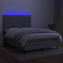 kontinentalseng med LED-lys 140x190 cm stof lysegrå