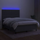 kontinentalseng med LED-lys 140x190 cm stof mørkegrå