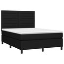 kontinentalseng med LED-lys 140x190 cm stof sort