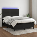 kontinentalseng med LED-lys 140x190 cm stof sort