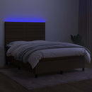 kontinentalseng med LED-lys 140x190 cm stof mørkebrun