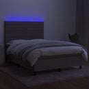 kontinentalseng med LED-lys 140x190 cm stof gråbrun