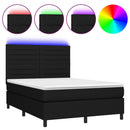 kontinentalseng med LED-lys 140x200 cm stof sort