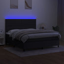 kontinentalseng med LED-lys 160x200 cm stof sort
