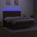 kontinentalseng med LED-lys 160x200 cm stof mørkebrun