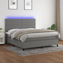 kontinentalseng med LED-lys 180x200 cm stof mørkegrå