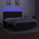kontinentalseng med LED-lys 180x200 cm stof sort