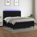 kontinentalseng med LED-lys 180x200 cm stof sort