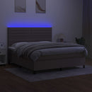 kontinentalseng med LED-lys 180x200 cm stof gråbrun