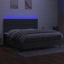 kontinentalseng med LED-lys 200x200 cm stof mørkegrå