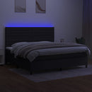 kontinentalseng med LED-lys 200x200 cm stof sort