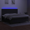 kontinentalseng med LED-lys 200x200 cm stof sort