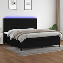 kontinentalseng med LED-lys 200x200 cm stof sort