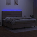 kontinentalseng med LED-lys 200x200 cm stof gråbrun