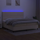 kontinentalseng med LED-lys 200x200 cm stof cremefarvet