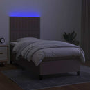 kontinentalseng med LED-lys 80x200 cm stof gråbrun