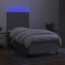 kontinentalseng med LED-lys 90x190 cm stof lysegrå
