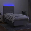 kontinentalseng med LED-lys 90x200 cm stof lysegrå