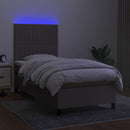 kontinentalseng med LED-lys 90x200 cm stof gråbrun